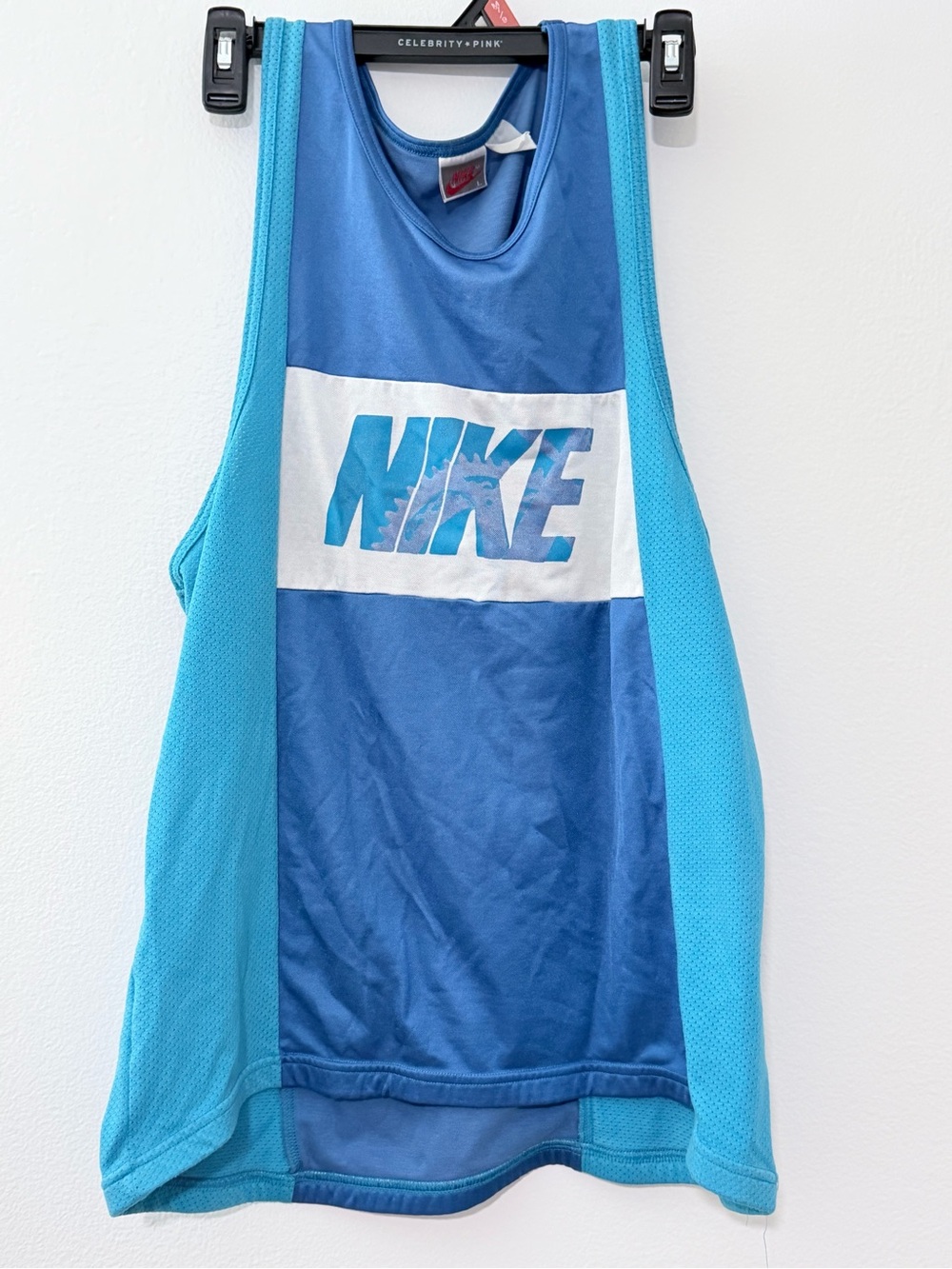 Vintage Nike Blue Mesh Running Cycling Tank Top Rear Pockets Men’s L USA